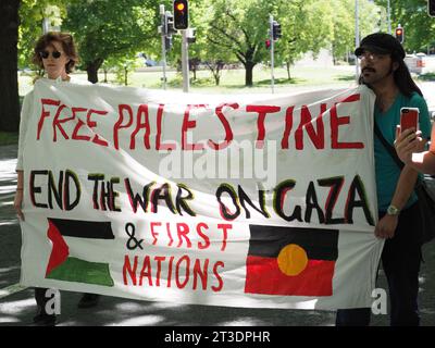 Australia, 25 ottobre 2023, circa 100 persone si sono riunite per protestare contro l'ambasciatore israeliano, Amir Maimon, al National Press Club of Australia - 25 ottobre 2023 Foto Stock