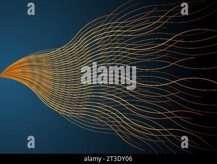 Linee ondulate dorate brillanti sfondo futuristico astratto. Progettazione vettoriale geometrica Illustrazione Vettoriale