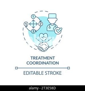 Concetto di coordinazione del trattamento con icona blu a linea sottile 2D. Illustrazione Vettoriale