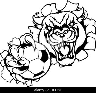 Mascotte da calcio Jaguar Cat Panther Cougar Illustrazione Vettoriale