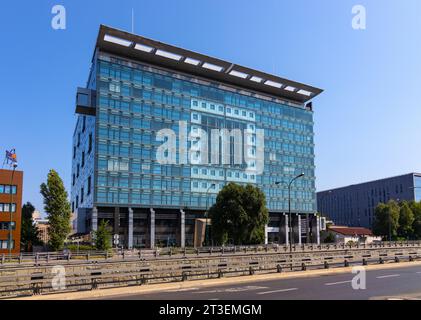 Varsavia, Polonia - 25 luglio 2021: Complesso di uffici Focus Filtrowa in via Wawelska nel quartiere Mokotow di Varsavia Foto Stock