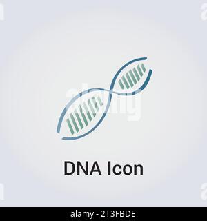Simbolo del logo icona DNA - Gene Genetics Research Medical Science Human Health Emblem - Helix Pattern Strand Chain Infinity Concept Vector Illustrazione Vettoriale