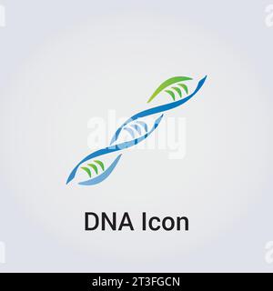 Simbolo del logo icona DNA - Gene Genetics Research Medical Science Human Health Emblem - Helix Pattern Strand Chain Infinity Concept Vector Illustrazione Vettoriale