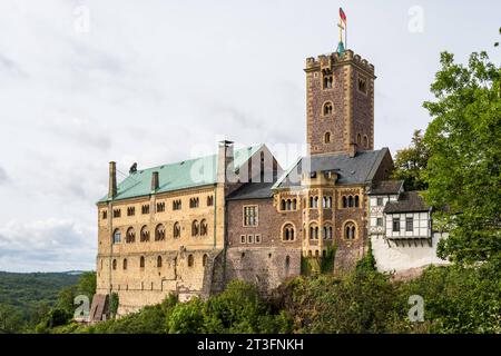 Die beeindruckende Wartburg ein geschichträchtiger Ort hier übersetzte Martin Lutter die Bibel in Die deutsche Sprache *** l'imponente Wartburg un luogo immerso nella storia qui Martin Lutter tradusse la Bibbia in tedesco Foto Stock