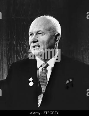 Nikita Khrushchev. Ritratto dell'ex capo dell'Unione Sovietica, Nikita Sergeyevich Khrushchev (1894-1971) nel maggio 1961 Foto Stock