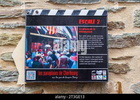 Francia, Manche, Cotentin, Cherbourg en Cotentin, location delle riprese di Les Parapluies de Cherbourg Foto Stock