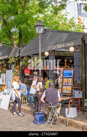 Francia, Parigi, Butte Montmartre, Place du Tertre, pittori Foto Stock