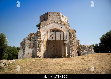 Documentazione fotografica dei resti dell'Abbazia di San Bruzio in Toscana Foto Stock