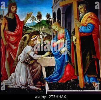 Annunciazione con San Giovanni Battista e Sant'Andrea 1485 Museo Filippino Lippi (IT), Italia. Foto Stock