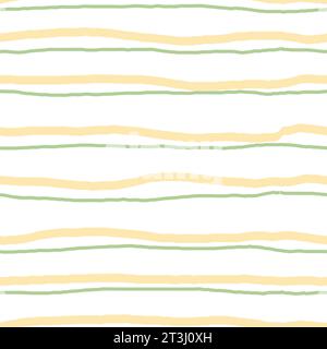 Motivo a righe senza cuciture con linee organiche disegnate a mano. Tessuto decorativo colorato, ornamento geometrico, texture semplice astratta per bambini, pape avvolgente Illustrazione Vettoriale