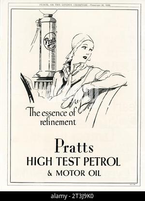 PRATTS HIGH TEST BENZINA E OLIO MOTORE 1930 British Magazine Advertisement Foto Stock