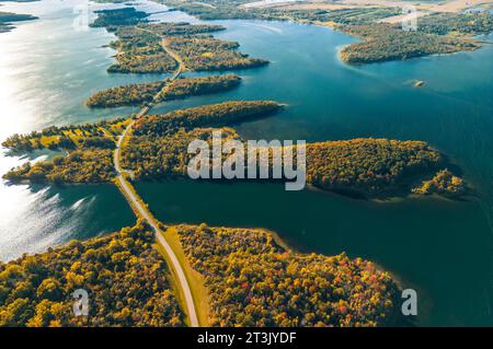 Vista aerea di Long Sault Parkway, Canad Foto Stock