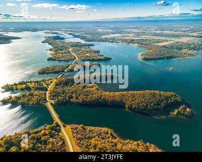 Vista aerea di Long Sault Parkway, Canada Foto Stock