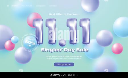 modello realistico di landing page 11 illustrazione vettoriale di design di vendita per un giorno singolo Illustrazione Vettoriale