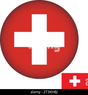Bandiera Svizzera a forma rotonda Illustrazione Vettoriale