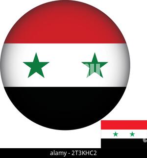 Bandiera siriana forma rotonda Illustrazione Vettoriale