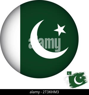 Bandiera Pakistan forma rotonda Illustrazione Vettoriale
