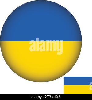 Bandiera Ucraina a forma rotonda Illustrazione Vettoriale