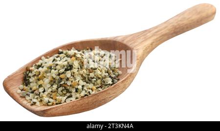 Semi di canapa sbucciati pieni di ingredienti nutrienti Foto Stock