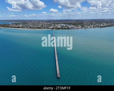 Una vista aerea del Molo Urangan a Hervey Bay, Queensland, Australia Foto Stock