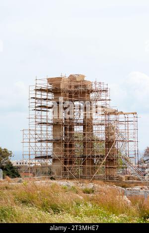 Acropoli di Rodi, tempio di Pitione Apollo in costruzione sulla collina di Monte Smith Foto Stock