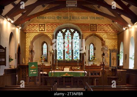 Interno della chiesa di Kirk Maughold, Maughold, Isola di Man. Foto Stock