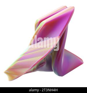 Sfondo astratto di un'elegante e moderna immagine di rendering 3D rosa, come una freccia di torsione isolata e nitida per immagini di rendering 3D ad alta risoluzione Foto Stock