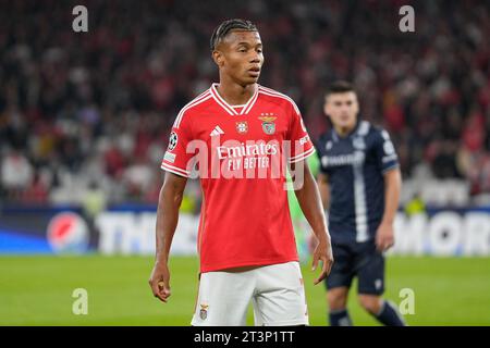 Lisboa, Portogallo. 24 ottobre 2023. David Neres di SL Benfica durante la partita di calcio del gruppo D di UEFA Champions League tra Benfica e Real Sociedad al Estádio da Luz di Lisbona, Portogallo credito: Brazil Photo Press/Alamy Live News Foto Stock