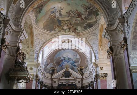 Vista interna della Cattedrale di Kecskemét, conosciuta anche come la Concattedrale dell'Ascensione del Signore, Ungheria Foto Stock