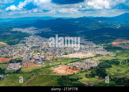 Vista aerea di un quartiere povero di San Paolo, Brasile Foto Stock