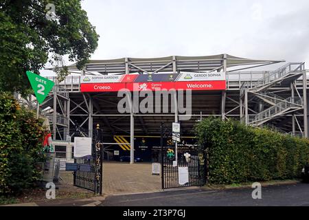 Ingresso al Glamorgan Cricket Ground, Sophia Gardens, Cardiff. Presa nell'autunno 2023. Ottobre Foto Stock
