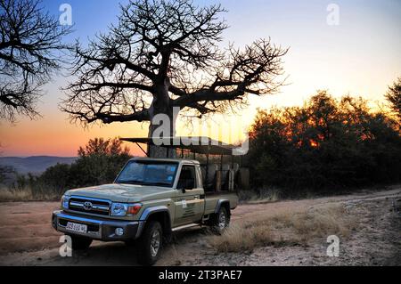 La riserva naturale Makuya nella provincia di Limpopo in Sudafrica offre ai visitatori un'esperienza unica di safari e campeggio in un territorio selvaggio Foto Stock