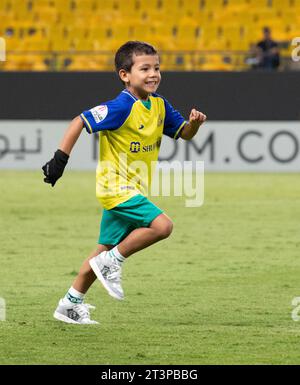 Mateo Ronaldo corre il campo dopo la partita Day 3 della AFC Champions League 2023-24 Group e tra al-Nassr FC (KSA) e al Duhail SC (QAT) al Awwal Park il 24 ottobre 2023 a Riyadh, in Arabia Saudita. Foto di Victor Fraile / Power Sport Images Foto Stock