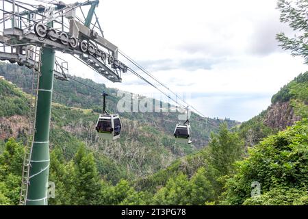 Teleférico do Jardim Botânico (funivia di montagna) al Giardino Botanico, largo das Babosas, Monte, Funchal, Madeira, Portogallo Foto Stock