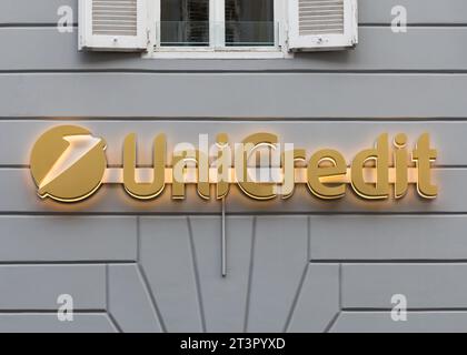 Firma UniCredit Banca, firma UniCredit Bank, Trieste, Italia Foto Stock
