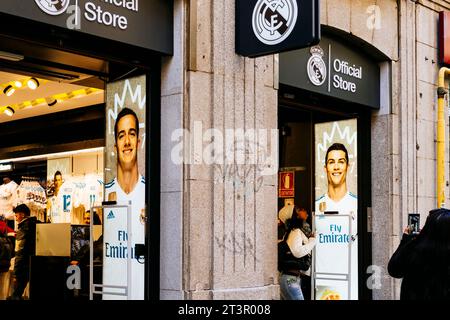 Negozio ufficiale del Real Madrid Club de Futbol. Madrid, Comunidad de madrid, Spagna, Europa Foto Stock