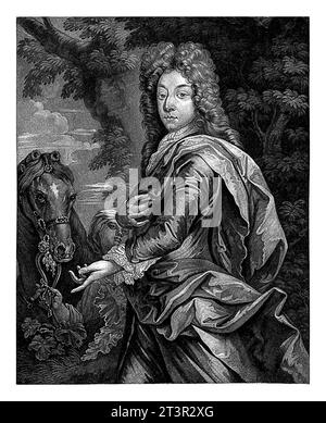 Ritratto di Jacob barone van Wassenaer signore di Obdam, Pieter Schenk (i), 1670 - 1713 Jacob barone van Wassenaer signore di Obdam da giovane. Foto Stock