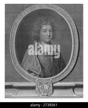 Ritratto di Henri-Oswald de la Tour d'Auvergne, Jean Francois Cars, 1699, inciso d'epoca. Foto Stock