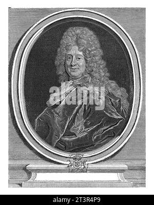 Ritratto di Pierre Surirey de Saint Remy, Gerard Edelinck, dopo Hyacinthe Rigaud, 1697 Ritratto del tenente francese Pierre Surirey de Saint Remy Foto Stock