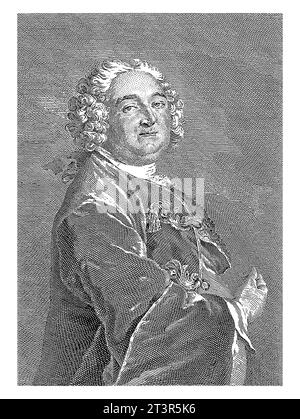 Portret van Francois Robichon de la Gueriniere, Simon Henri Thomassin, dopo Louis Tocque, 1697 - 1741, inciso vintage. Foto Stock