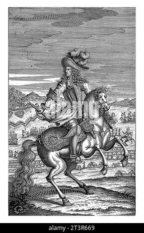 Ritratto equestre di Guglielmo III, Principe d'Orange, anonimo, 1703 ritratto equestre di Guglielmo III con un cappello. Nella sua mano destra uno staff di comando Foto Stock