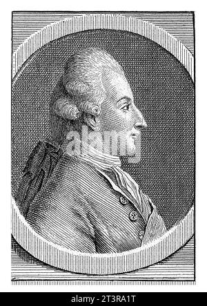 Ritratto di re Gustavo III di Svezia, Cornelis van Noorde, dopo Friedrich Reclam, 1773 Ritratto di Gustavo III, re di Svezia. Foto Stock