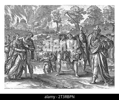 Il re organizza una festa di nozze per suo figlio. Manda i suoi servitori ad invitare gli ospiti di nozze, ma non verranno. Sullo sfondo, alcune persone Foto Stock