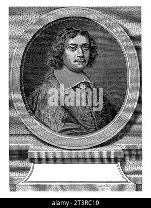 Portret van Jean-Francois Paul de Gondi, Michel Aubert, dopo sconosciuto, 1755, vintage inciso. Foto Stock