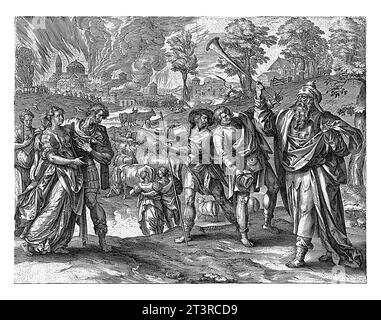 Il re invita i suoi servitori alla festa nuziale, Johannes Wierix, dopo Maerten de Vos, 1565 - prima del 1585 il re dà una festa nuziale Foto Stock