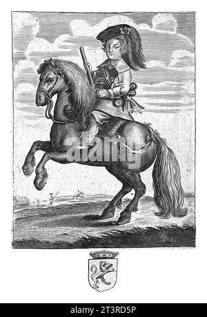 Ritratto equestre di Guglielmo III, Principe d'Orange, anonimo, dopo Pieter Jansz., 1655 ritratto equestre di Guglielmo III. Foto Stock