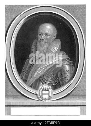 Ritratto di Maximilien de eethune, Gerard Edelinck, 1652 - 1707 Ritratto del ministro francese Maximilien de Bethune, duca di Sully (1560-1641) in ar Foto Stock