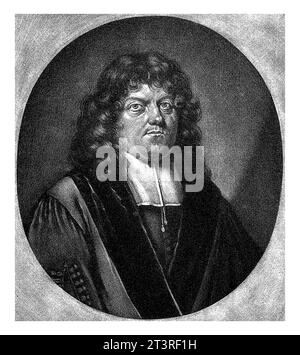 Ritratto di Gerbrand van Leeuwen, Pieter Schenk (i), 1670 - 1713 il predicatore e professore Gerbrand van Leeuwen. Foto Stock