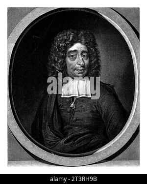 Ritratto di Jacobus Streso, Pieter Schenk (i), dopo Arnold Boonen, 1670 - 1713 Jacobus Streso, predicatore ad Amsterdam, tra gli altri. Foto Stock