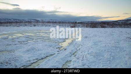 Paesaggio invernale nel Parco Nazionale di Abisko Foto Stock